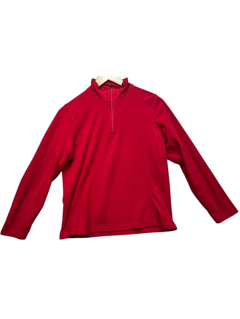 Lands' End Women's Fleece 1/4 Zip Pullover Sweatshirt Long Sleeve Size M Red